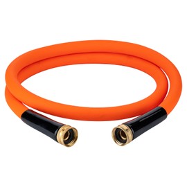 EASTRANS Female to Female Garden Hose 3 ft x 5/8", Heavy Duty Short Water Hose with 3/4" Solid Brass Connector, Flexible, Lightweight, Orange