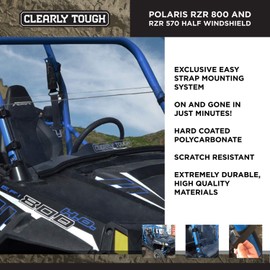 Polaris RZR Windshield - 570 / 800 & 900 (2014 & Older) Half -SCRATCH RESISTANT- The Ultimate in Side By Side Versatility! *Premium poly w/ Hard Coat*made in America!* Free Shipping!