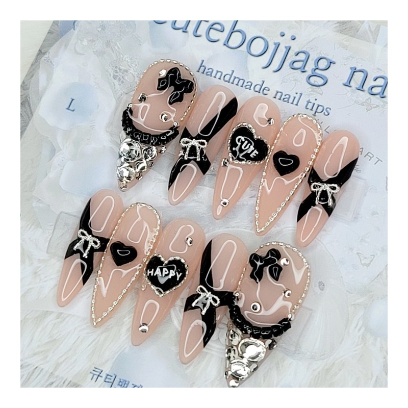 Chic princess handmade nail tips - Stiletto L / 시크