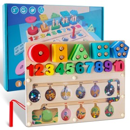 GCRQ Magnetic Game Maze Toy, Montessori Toy for 3+ Years Old, Wooden Puzzle Activity Board, Educational Toy for Toddlers, Preschool Children, Birthday