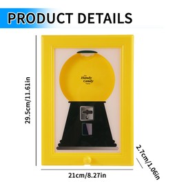 Fukaisu Candy Dispenser Picture Frame, Wall Mount Gumball Machine Creative Handy Candy Dispenser for Desk Countertop Adults & Children Room Sweet Display (Yellow)