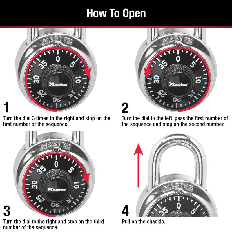 Master Lock Black Gym Locker Lock Combination Padlock, Indoor Combo