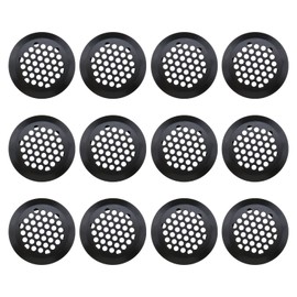 VGOL 12PCS Round Ventilation Grilles 35mm Stainless Steel Air Vent Louver Hole Soffit Mesh Vents Rust-Proof for Kitchen Bathroom Cabinet Wardrobe Matte Black