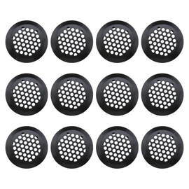 VGOL 12PCS Round Ventilation Grilles 35mm Stainless Steel Air Vent Louver Hole Soffit Mesh Vents Rust-Proof for Kitchen Bathroom Cabinet Wardrobe Matte Black