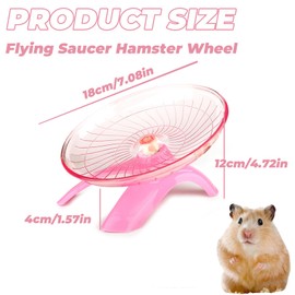 Flying Saucer Hamster Wheel Super-Silent Hamster Wheel Plastic Stable Pets Exercise Wheel Non Slip Run Silent Wheel for Small Pets (Pink)