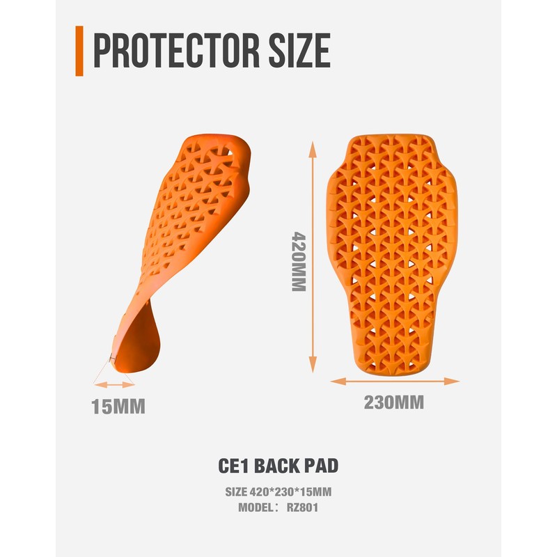 BORLENI CE Level 1 Back Armor Protection Pad Motorcycle Back