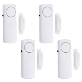 4-Pack Wireless Door & Window Alarms – 90dB Security Sensors for Child Safety, Burglar Deterrent, Home/Office DIY Installation (White)