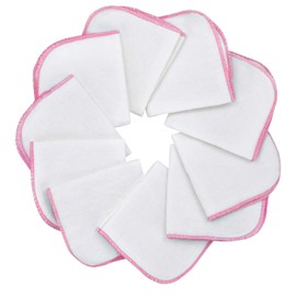 Mias 10 Baby washcloths Made of Molton Flannel, White-Rose, Cotton, Non Toxic/Baby Cloths/Cosmetic Cloths/All-Purpose Cloths