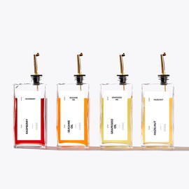 MUVEKA Olive Oil Dispenser Bottle for Kitchen, 16.9 oz/ 500 ml Soy Sauce Dispenser, Cooking Vinegar Dispenser Set, Glass Oil Cruet with Pourer Spouts, Coffee Syrup Dispenser