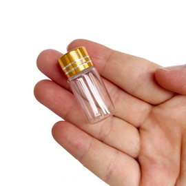 Luo House 10pcs 16x35mm Tiny Mini Small Clear Bottles Glass Vials 3ml with Caps Gold