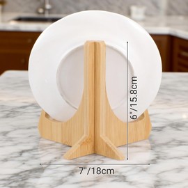 YBEATY Bamboo Picture Frame Holder Wooden Plate Stands for Display 7 inches Tabletop Easels Frame Folding Display Stand Tabletop Art Holder Book Dish Decorative for Platter Dish Book Photo Plaque