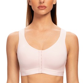 MELENECA Women's Posture Bra Front Closure Bra Without Underwire and Inserts Large Sizes, light pink