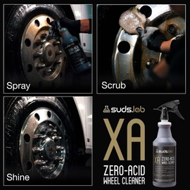 Suds Lab XA Zero-Acid Wheel Cleaner - Cleans Brake Dust and Grime for Car Rims and Tires - Safe on Chrome, Alloy and Aluminum Rims - 64 oz