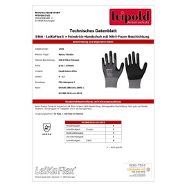 LeiKaFlex 1466 Fine Knit Gloves with Nitrile Foam Coating 12 Pairs Pack / Size 7-12 (10)