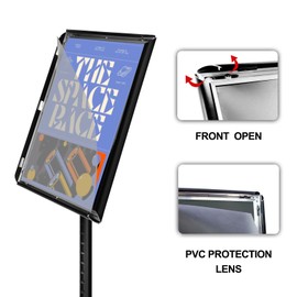 IN WHICH BAY Poster Stand Holder Floor Sign Stands Advertising Display Stand-Oriented Signage Mall Shopping Guide Billboard Wedding Signs Meeting Poster Signs (Black, 11x17inches)