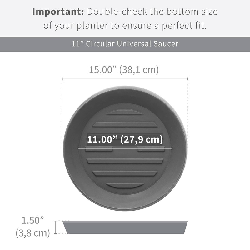 Crescent Garden Universal Round Planter Saucer, Durable Drainage Dish for