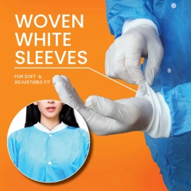 MOTOTEKS [50PCS] Disposable Non Medical Isolation Gowns with Elastic Cuff and Pockets, L