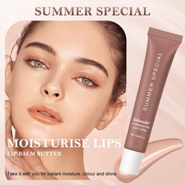 Kureelect Summer Lip Butter Balm, Moisture and Hydration Lip Gloss, Long-lasting Hydrating Non-Sticky Lip Balm, Soften Dry Lips Lip Care (#Iced Coffee, 1Pcs)