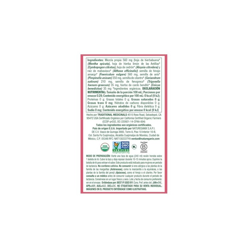 Traditional Medicinals, TÉ PARA LA LACTANCIA, 1 unidad