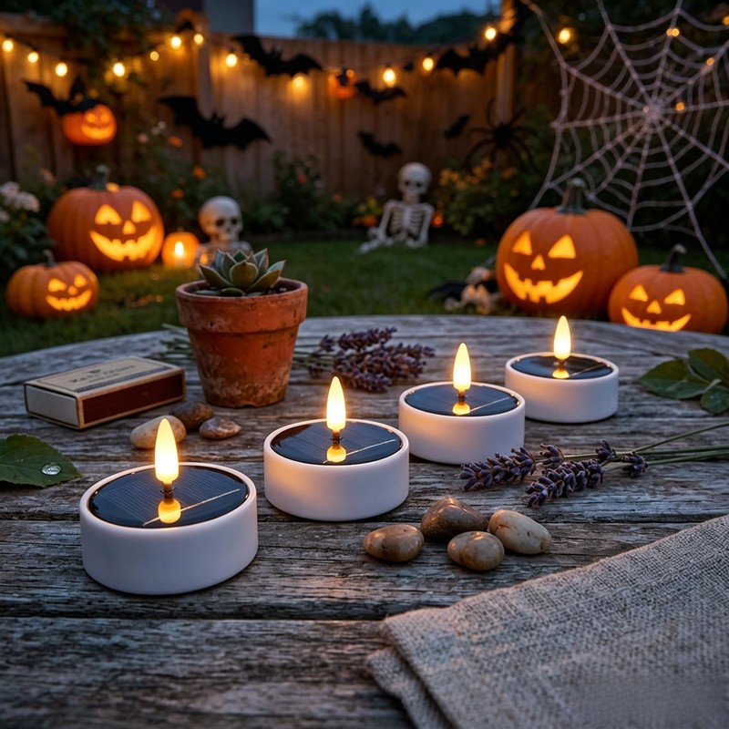 6PCS Solar Tea Lights Outdoor Waterproof, Rechargeable Reusable Flameless Flickering