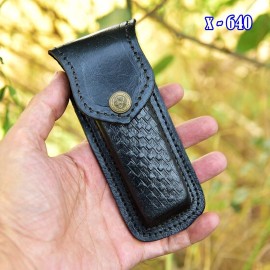 SHARD Folding pocket knife sheath Custom genuine Leather Sheath for Buck 110 (Black)