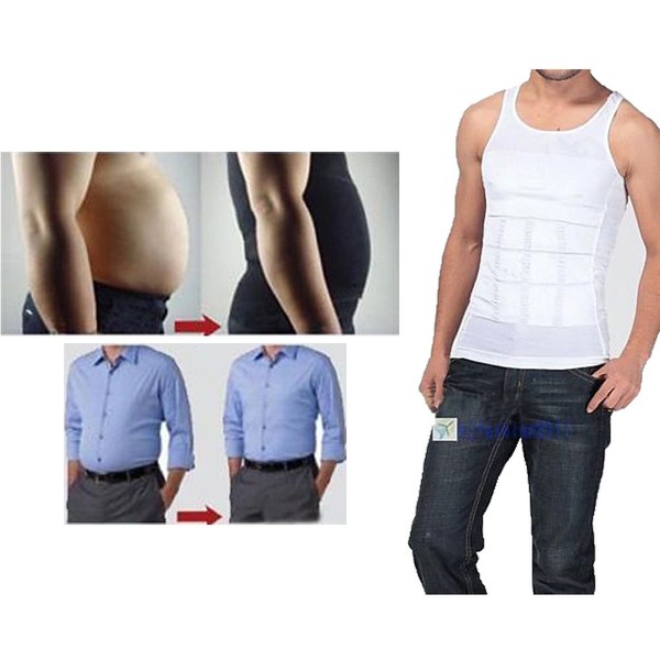 Men's Man Boobs Slimming Upper Body Compression Undershirt Stomach Gut Slimming Hider Fat Shrinker
