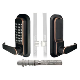 JOUNJIP Single Sided Keyless Entry Door Lock - 100% Mechanical Combination Lever Handle Door Lock - Easy Install - [Square Spindle] - Oil Rubbed Bronze - 2023