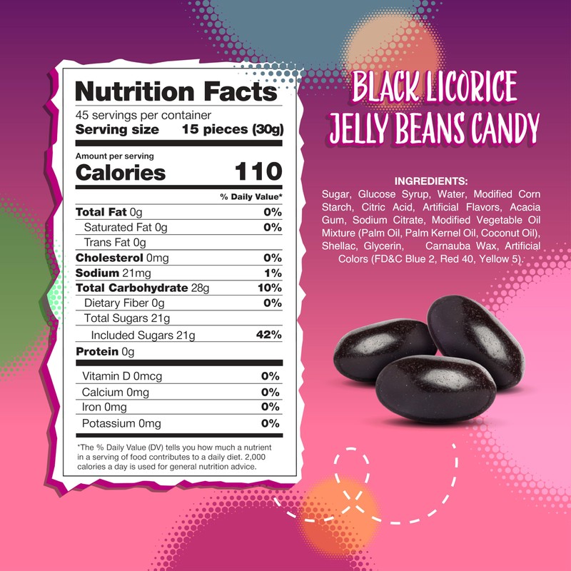 Black Licorice Jelly Beans Candy | 3-Pound Bag | Old-Fashioned