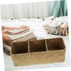 ABOOFAN Handwoven Storage Basket Three Compartment Desktop Organizer Box for