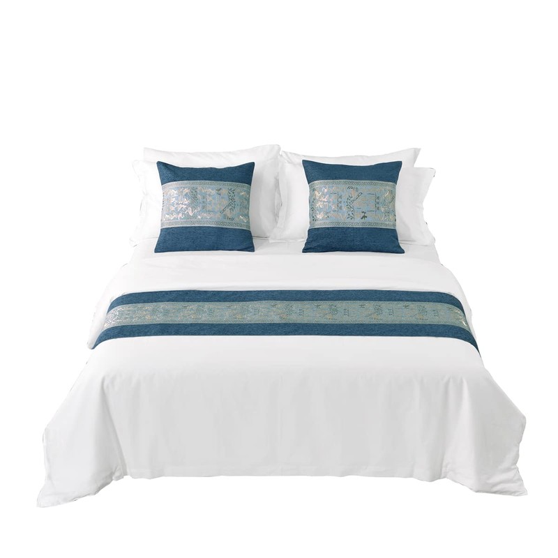 AMBERIS Chenille Bed Runner, Durable Decorative Bed Scarf for Home