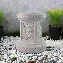 TB TIBAG Classic Statuary Stand Outdoor Pedestal Sculpture Decor Plinth Base Riser, Garden or Home Resin Statuary Pedestal, 12.6"(H) x 9.5"(L) x 9.5"(W) (Round)