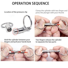 Tenalleys 4 Pack Quick Release Keychain Detachable Pull Apart Keychain Dual Pull Apart Key Chain(Silver)