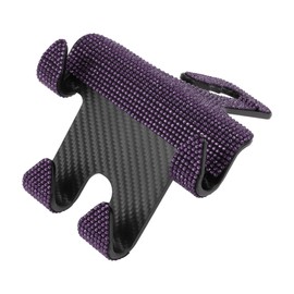 HEROFFIX 1 Pcs for Purses and Bags, Mobile Phone Holder Car Seat Headrest Hook Sturdy Car Seat Back Organizer Hooks Purple ABS Rhinestone 4.33"x4.53"