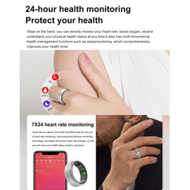 findtime Smart Ring for Men Ladies Smart Ring for Women Fitness Ring Fitness Tracker Waterproof Blood Oxygen Sleep Heart Rate Monitor Pedometer Step Counter ios Android Phones (Gold-B, S/2.342in)
