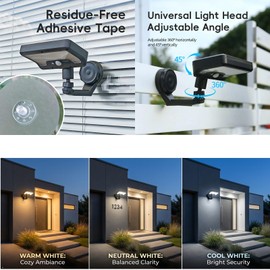 Solar Motion Sensor Light Outdoor with Remote - Magnetic Mount Security Light with Dual Charging (Solar+USB), Wireless Outdoor Lights, 360° Adjustable, 3 Color Modes for Garage Yard Patio (1, S)