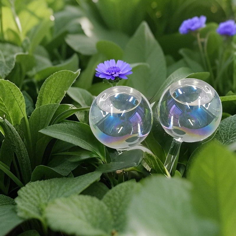 2 Pcs Glass Self Watering Globes, Iridescent Automatic Plant Waterer