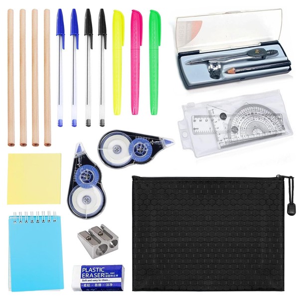 24 PCS Secondary School Stationery Set,Maths Sets For Secondary School
