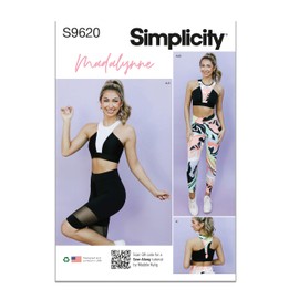 Simplicity Misses' and Women's Knit Sports Bra, Leggings and Bike Shorts Sewing Pattern Kit, Code S9620, Sizes XS-S-M-L-XL, Multicolor