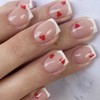 Valentines Press on Nails Short Square Fake Nails With Red