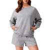 PINSPARK 2 Piece Short Sets for Women Long Sleeve Sweatshirt