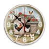 MEUUD Wood Wall Clock 10 Inch Farmhouse Chicken Rooster Print