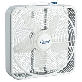 Lasko Weather-Shield Performance Box Fan, 3 Speeds, Innovative Wind Ring System for Up to 30% More Air, Carry Handle for Bedroom, Office, Home, 20 Inch, White, 3720