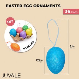 Easter Egg Ornaments in 6 Sparkle Colors (36 Pack)