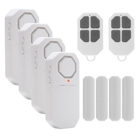 Door Alarm with Remote, 4 Pcs Wireless Door Sensor Alarm, Adjustable Volume,5 Mode, Door Chimes When Door Opens for Home, Business, Office