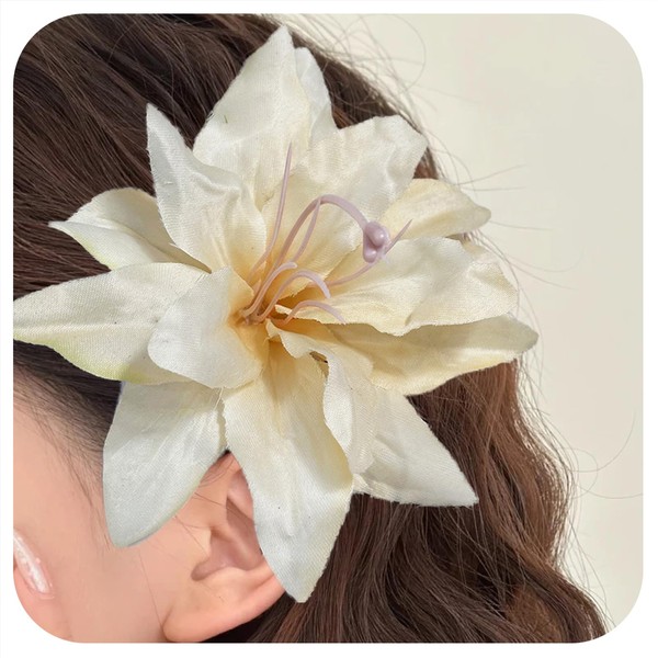 Smooth Lily Hair Accessory, Off-White, Three-Dimensional And Full, Luxurious And