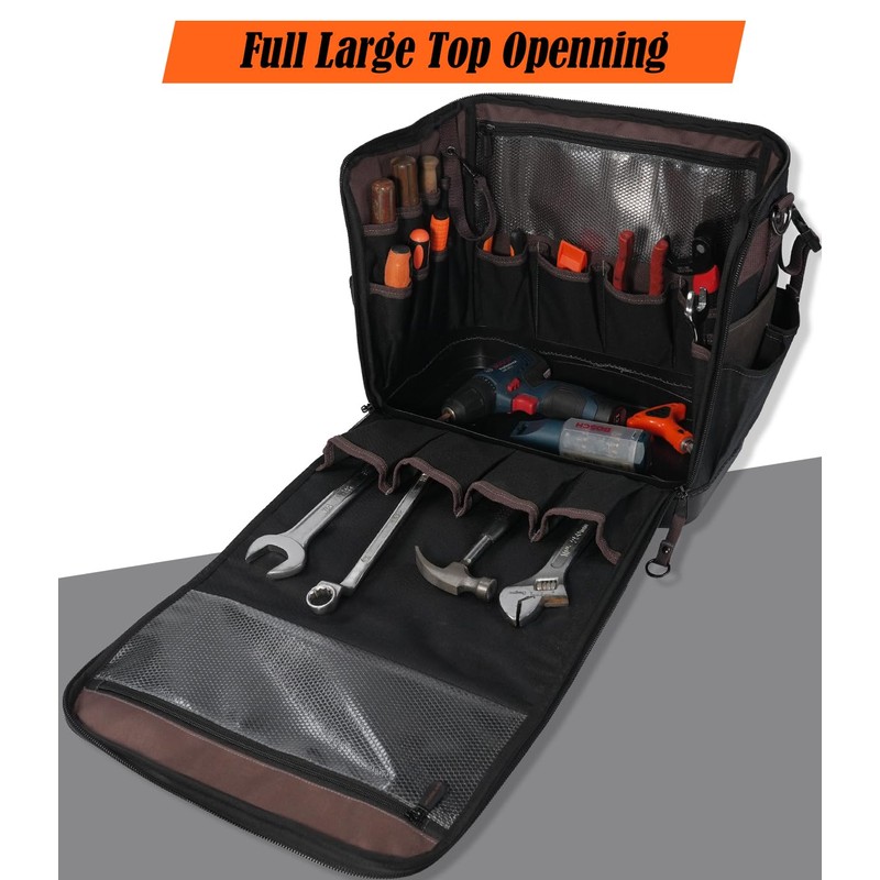WELKINLAND 54Pockets Electrician Tool Bag, Heavy-Duty Hard Bottom Tool Bag,