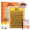 GlowVane Volumen Cluster-Lashes D Curl, Lash-Cluster, Wimpern-Extensions Einfach zu Hause,Wiederverwendbare
