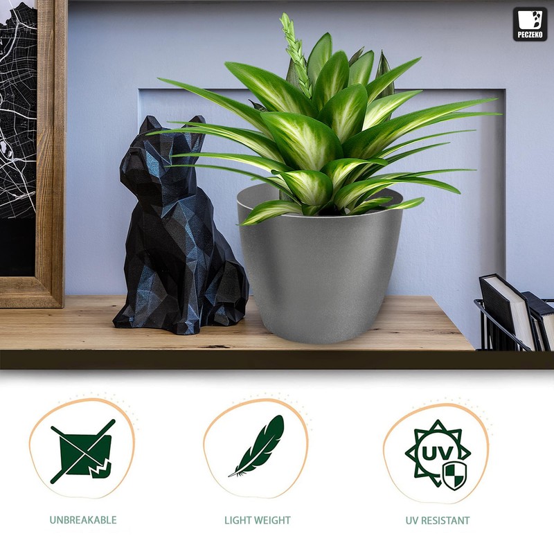 TULMERO Matte Flower Pot, Plastic Planter, Decorative Pot for Large