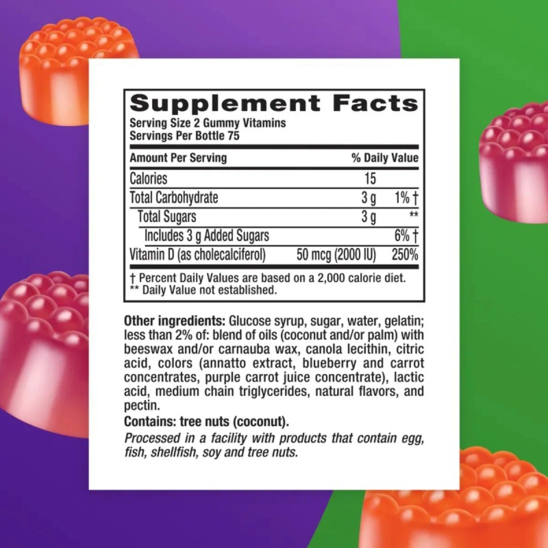 Vitafusion Gomitas Vitamina D3 2000 Iu 50mcg 150 Gomitas Sabor