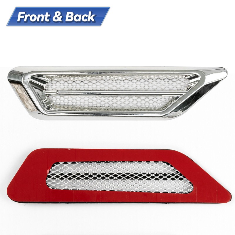 XUKEY 2Pcs Silver Chrome Auto Car Accessories Air Flow Fender